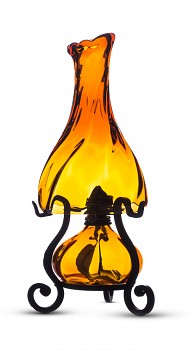 Bohemia Crafts AMBROVÝ KRÁL - elektrická a petrolejová lampa v jednom