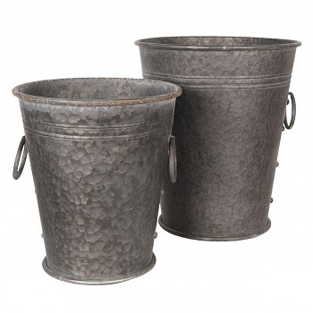 Sada dvou dekorativních plechových kbelíků