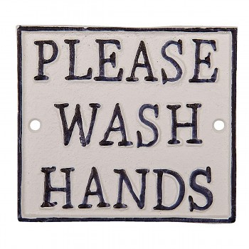 Kovová cedulka PLEASE WASH HANDS