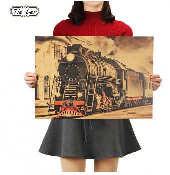 Plakát Steam Train- Parní lokomotiva, rozměr 35,5 x 51 cm 