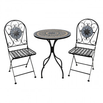 Kovový stolek a dvě židle