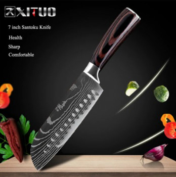 Kuchyňský Santoku nůž 7" XITUO ocel 7CR17 440