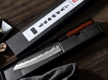 Kuchyňský nůž Santoku SHANGQREN 7" Si-an 5Cr15CoMov ručně kovaná ocel