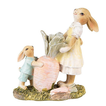 Dekorativní figurka zaječí mamky se zajíčkem a mrkví