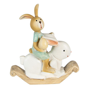 Dekorativní figurka zaječky na houpacím králíkovi