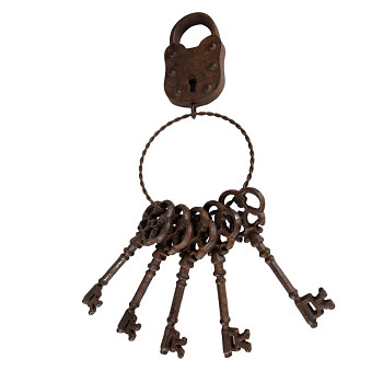 Dekorativní svazek kovových klíčů