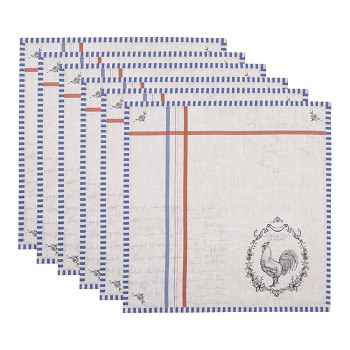Textilní ubrousky DEVINE FRENCH ROOSTER 40*40 cm - sada 6 kusů