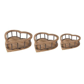 Sada tří dřevěných košíků HEART