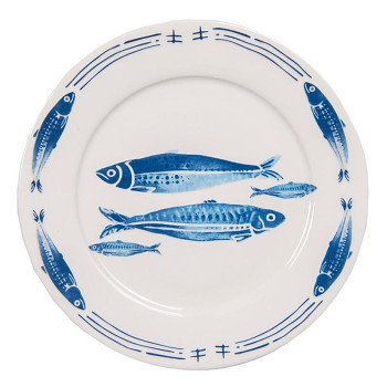 Porcelánový jídelní talíř FISHY BLUE