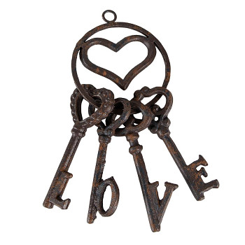 Dekorativní svazek kovových klíčů LOVE Clayre & Eef 6Y5426