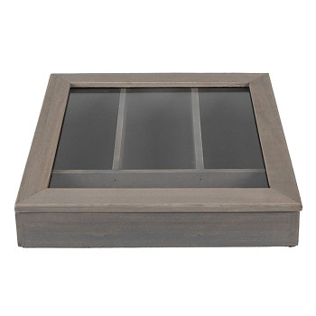 Dřevěný box na příbory s proskleným víkem Clayre & Eef 6H1583G