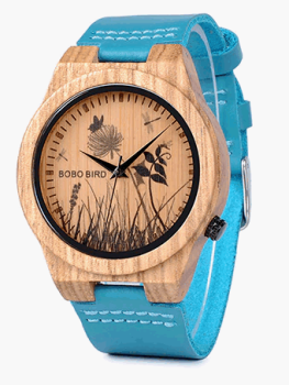 Uni dřevěné hodinky BOBO BIRD Meadow Leather