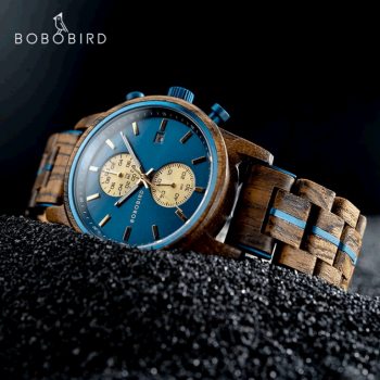 Pánské dřevěné hodinky BOBO BIRD Elegant blue