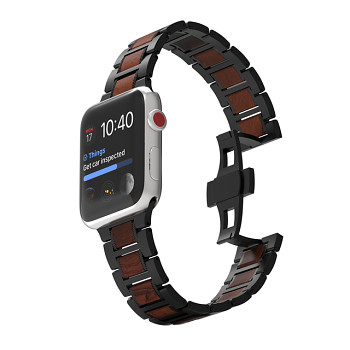 BOBO BIRD Red Sandalwood -black, dřevěný řemínek na hodinky Apple Watch