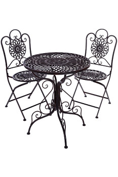 Kovový stolek a dvě židle, zahradní set Crocheter