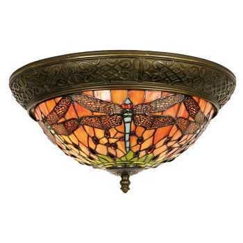 Stropní lampa Tiffany THE RED DRAGONFLY Clayre & Eef 5LL-5360