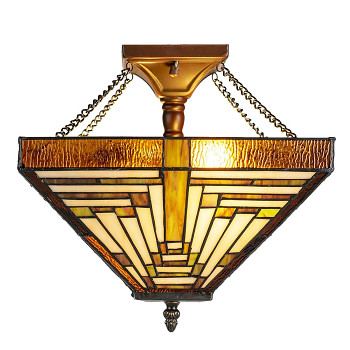 Stropní lampa Tiffany BROWN MINIMALISM Clayre & Eef 5LL-6087
