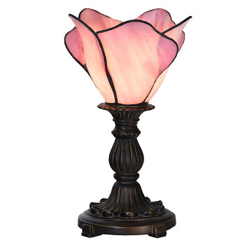Stolní lampa Tiffany THE PINK FLOWER Clayre & Eef 5LL-6099