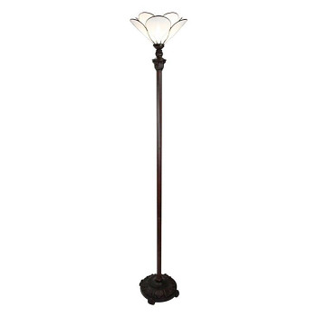 Stojací lampa Tiffany THE WHITE FLOWER Clayre & Eef 5LL-6219