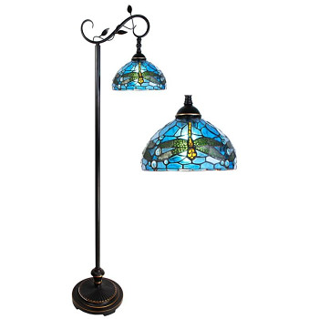 Stojací lampa Tiffany BLUE DRAGONFLY Clayre & Eef 5LL-6241