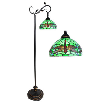 Stojací lampa Tiffany GREEN DRAGONFLY Clayre & Eef 5LL-6242