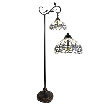 Stojací lampa Tiffany WHITE DRAGONFLY Clayre & Eef 5LL-6243