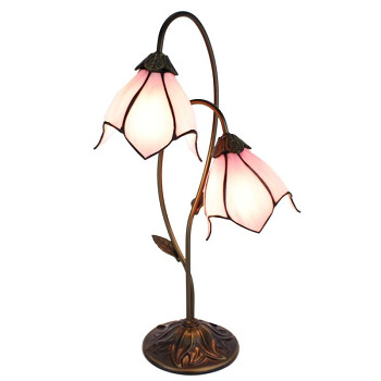 Stolní lampa Tiffany THE PINK FLOWER Clayre & Eef 5LL-6257