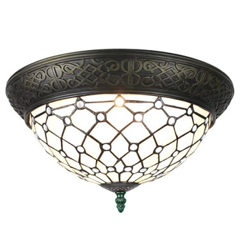 Stropní lampa Tiffany DOTTY WHITE Clayre & Eef 5LL-6259