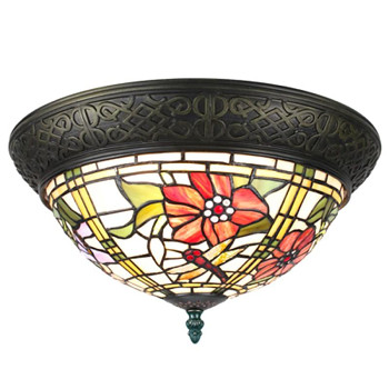 Stropní lampa Tiffany FLOWERS Clayre & Eef 5LL-6262