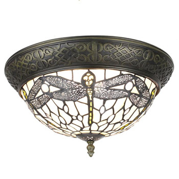 Stropní lampa Tiffany WHITE DRAGONFLY Clayre & Eef 5LL-6265