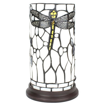 Stolní lampa Tiffany WHITE DRAGONFLY Clayre & Eef 5LL-6302