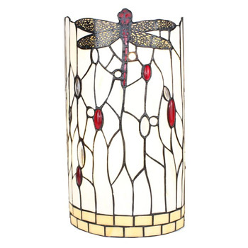 Nástěnná lampa Tiffany WHITE DRAGONFLY Clayre & Eef 5LL-6303