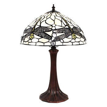 Stolní lampa Tiffany WHITE DRAGONFLY Clayre & Eef 5LL-9335W