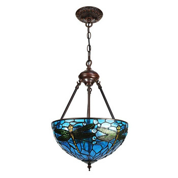 Závěsná lampa Tiffany BLUE DRAGONFLY Clayre & Eef 5LL-9336BL