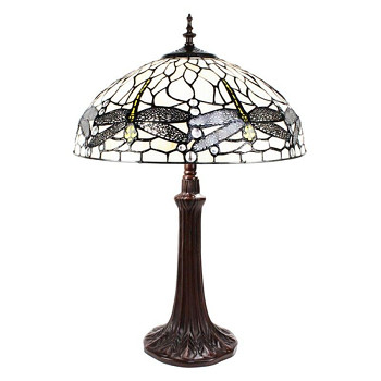 Stolní lampa Tiffany WHITE DRAGONFLY Clayre & Eef 5LL-9337W