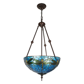 Závěsná lampa Tiffany BLUE DRAGONFLY Clayre & Eef 5LL-9338