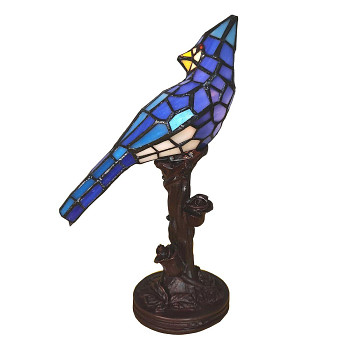 Dekorativní stolní lampa Tiffany BIRD Clayre & Eef 5LL-6102BL
