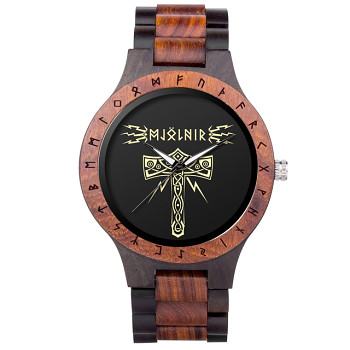 Pánské dřevěné hodinky BOBO BIRD Viking Runes VIII