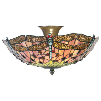 Stropní lampa Tiffany THE RED DRAGONFLY Clayre & Eef 5LL-5415