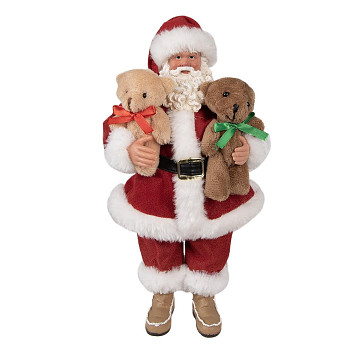 Dekorativní polyrezinová figurka Santa Clause s medvídky Clayre & Eef 65233