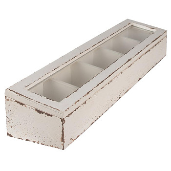 Dřevěný box s přihrádkami a proskleným víkem Clayre & Eef 6H2178