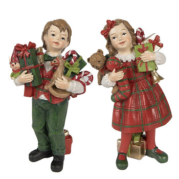 Sada dvou dekorativních figurek dětí s dárky Clayre & Eef 6PR3920