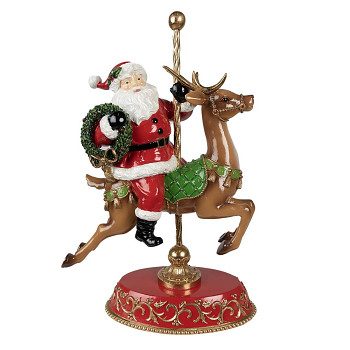 Dekorativní figurka Santa Clause na sobovi Clayre & Eef 6PR3923