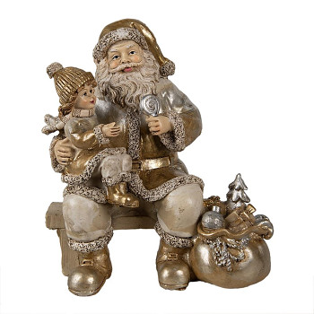 Dekorativní figurka Santa Clause s dítětem Clayre & Eef 6PR3937