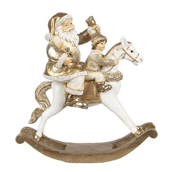 Dekorativní figurka Santy s chlapcem na houpacím koníkovi Clayre & Eef 6PR3938