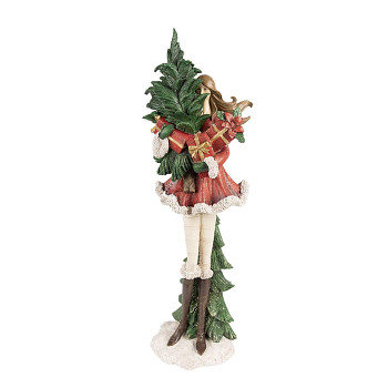 Dekorativní figurka dívky se stromečkem a dárky Clayre & Eef 6PR3941