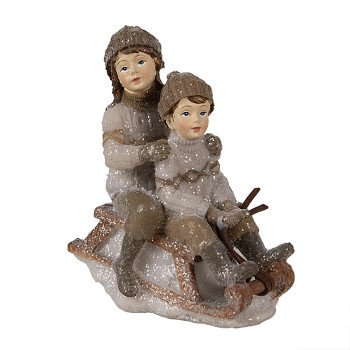 Dekorativní figurka dětí na saních Clayre & Eef 6PR4909
