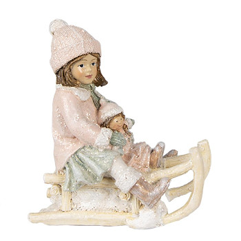 Dekorativní figurka děvčátka s panenkou na saních Clayre & Eef 6PR4911