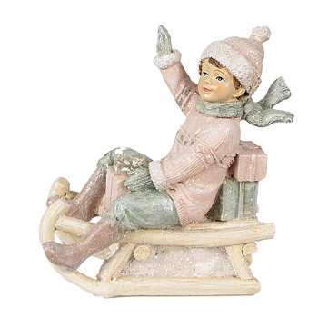 Dekorativní figurka chlapce na saních Clayre & Eef 6PR4912