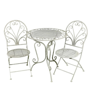 Kovový stolek a dvě židle, zahradní set Old Love